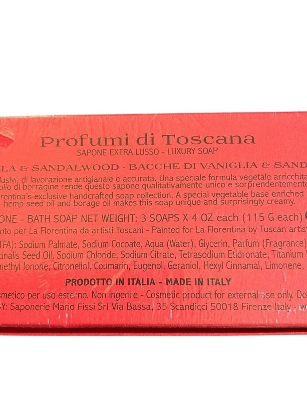 La Florentina Vanilla Sandlewood Bar Luxury Soap Set of 3 Made in Italy - Picture 5 of 7